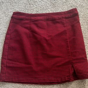Red and black checkered garage mini skirt